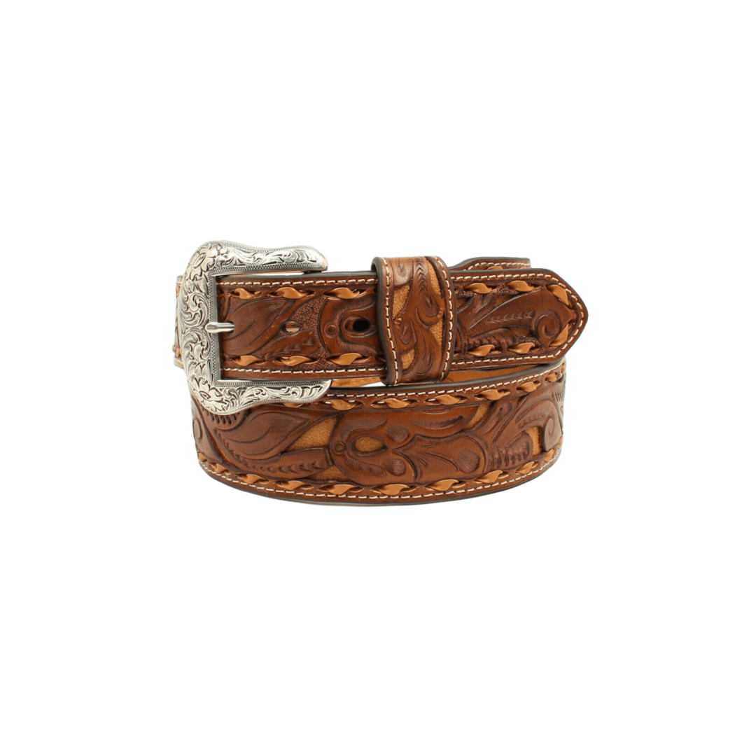 Nocona Men's Leather Floral Lace Brown Belt