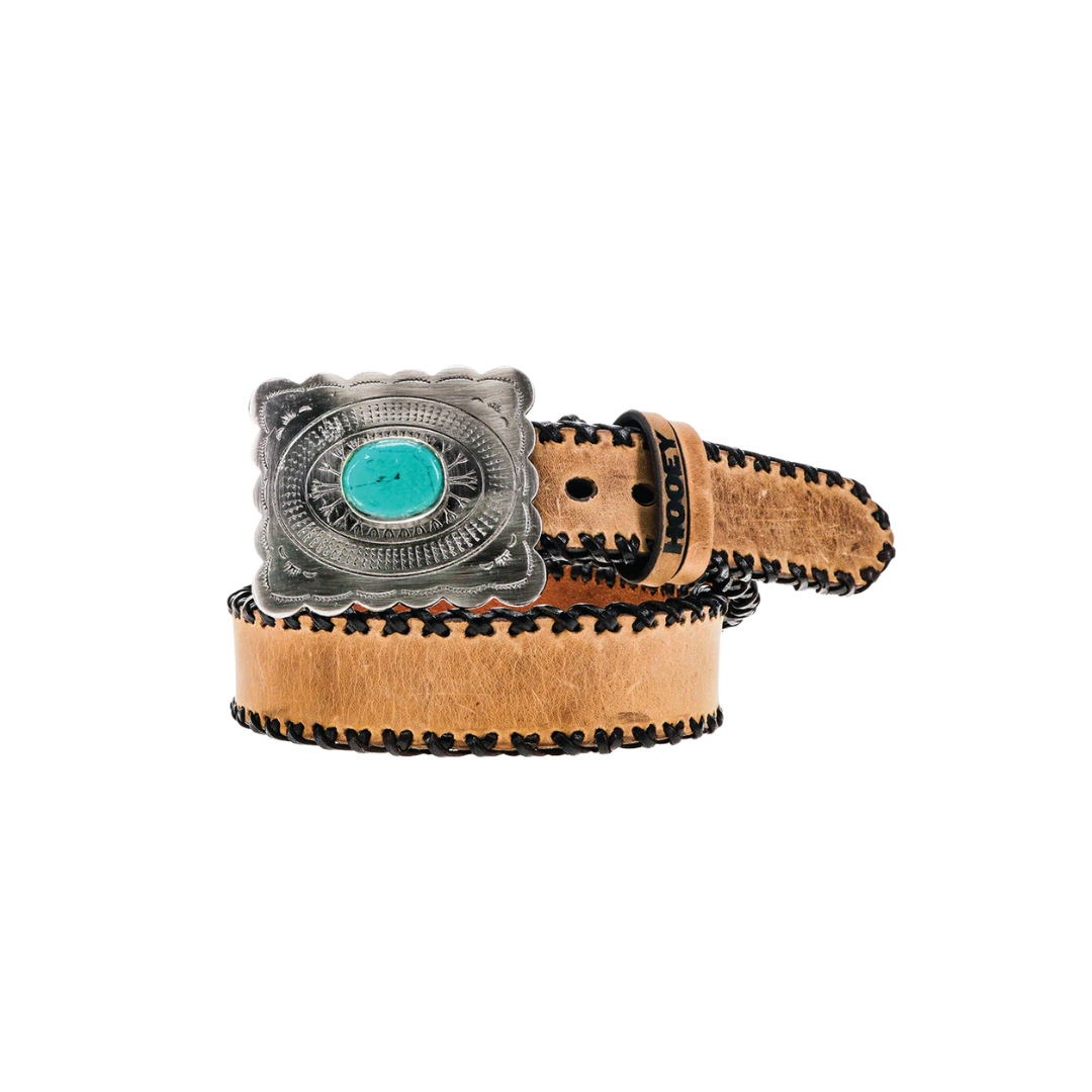 Hooey Women's Aponi Full Grain Leather Tan Black Belt