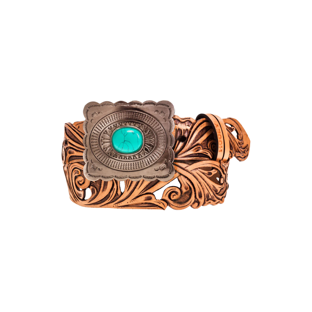 Hooey Women's Rogue Filigree Cutouts Tan Belt