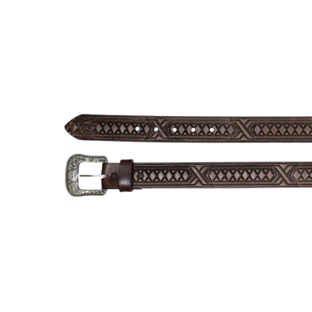 Hooey Men's Leather Roughy Chocolate Diamonds Brown Belt