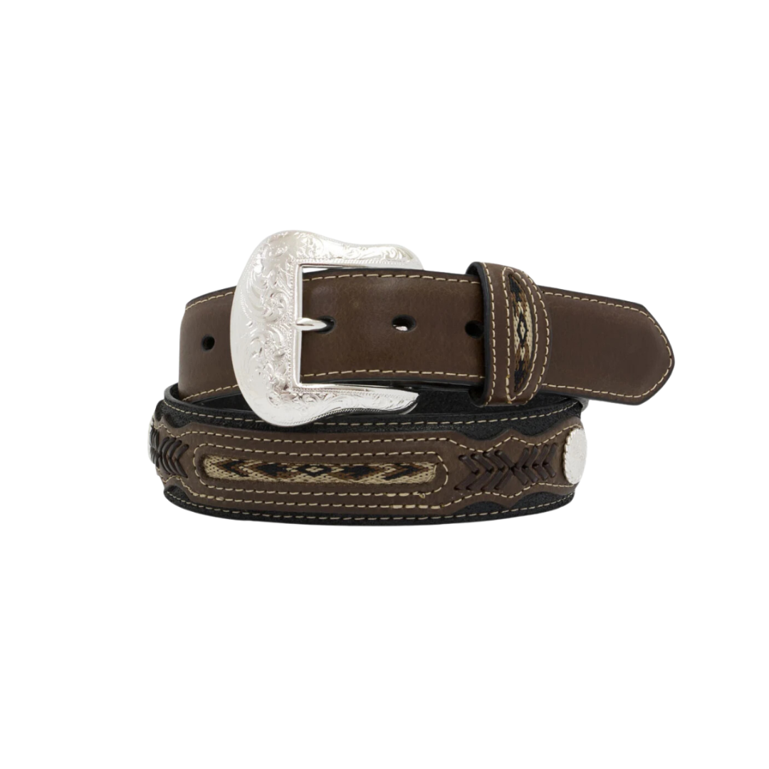 Nocona Men's Leather Two Tone Braided Brown Belt