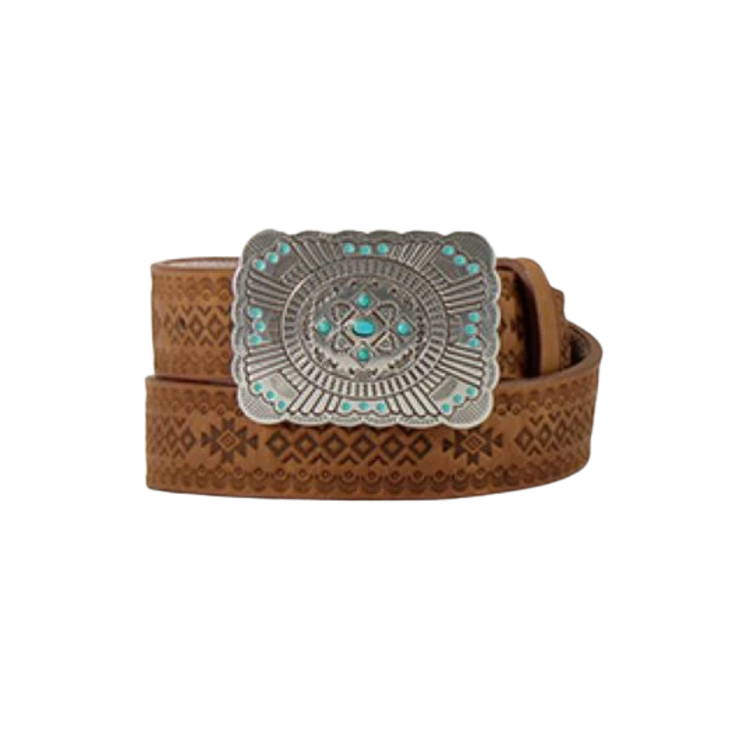 M&F Youth Girls Southwest Embossing Brown Belt