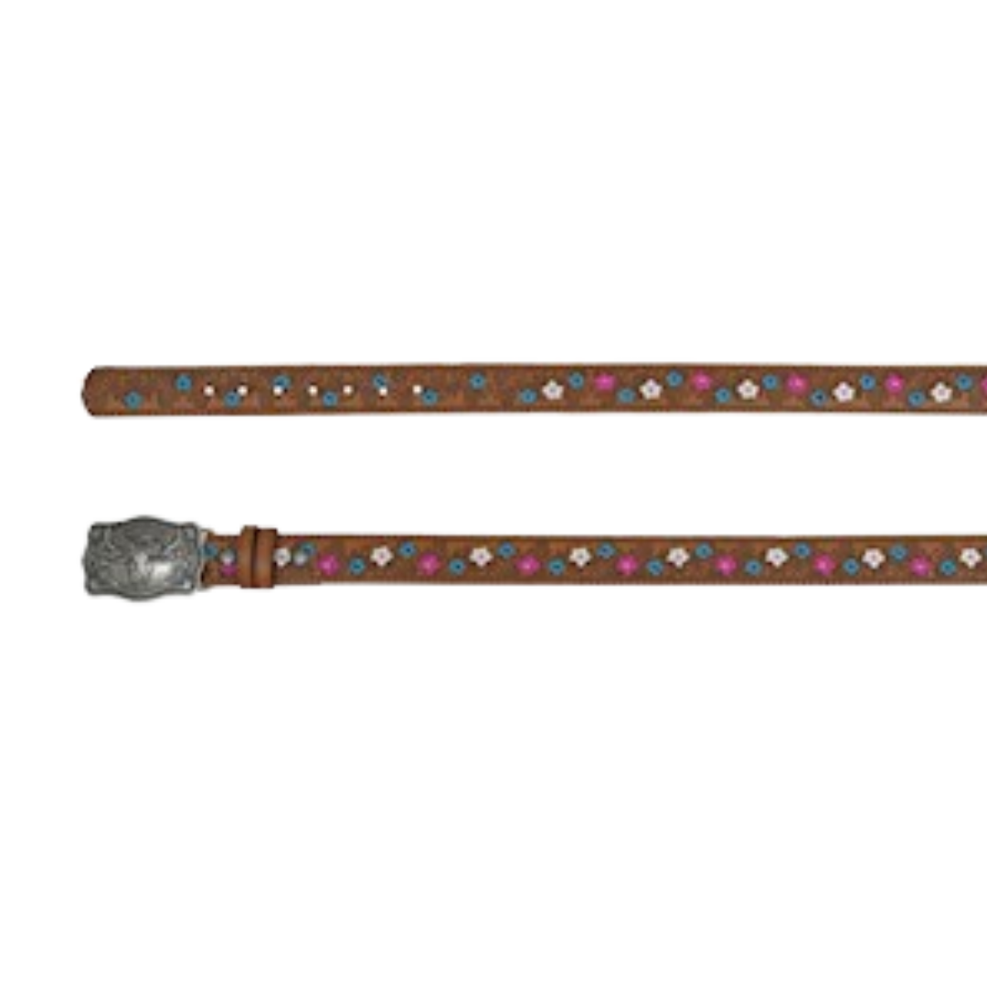 Justin Women's Leather Embroidered Brown Belt
