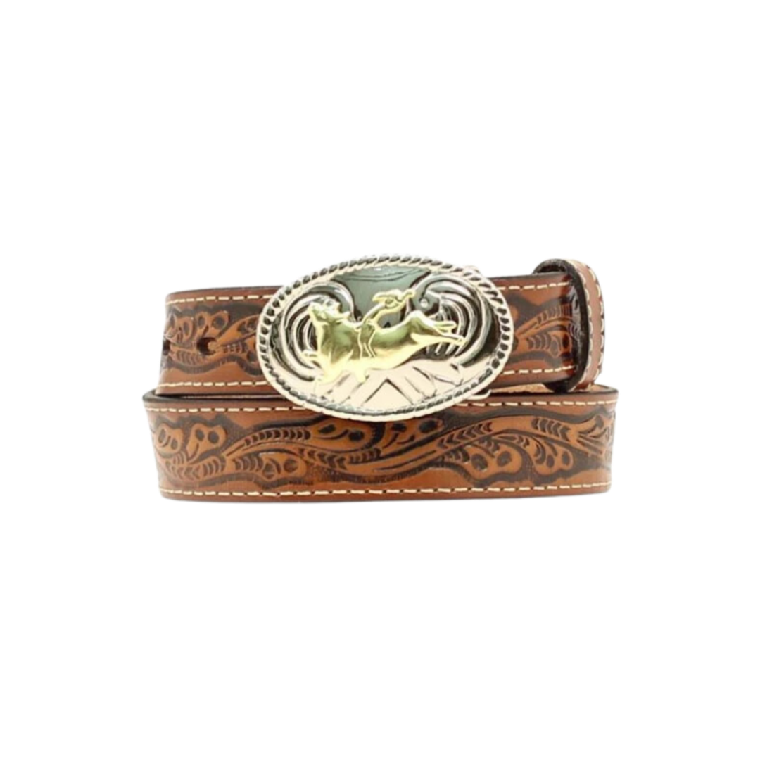Nocona Youth Boy's Embossed Bullrider Brown Belt