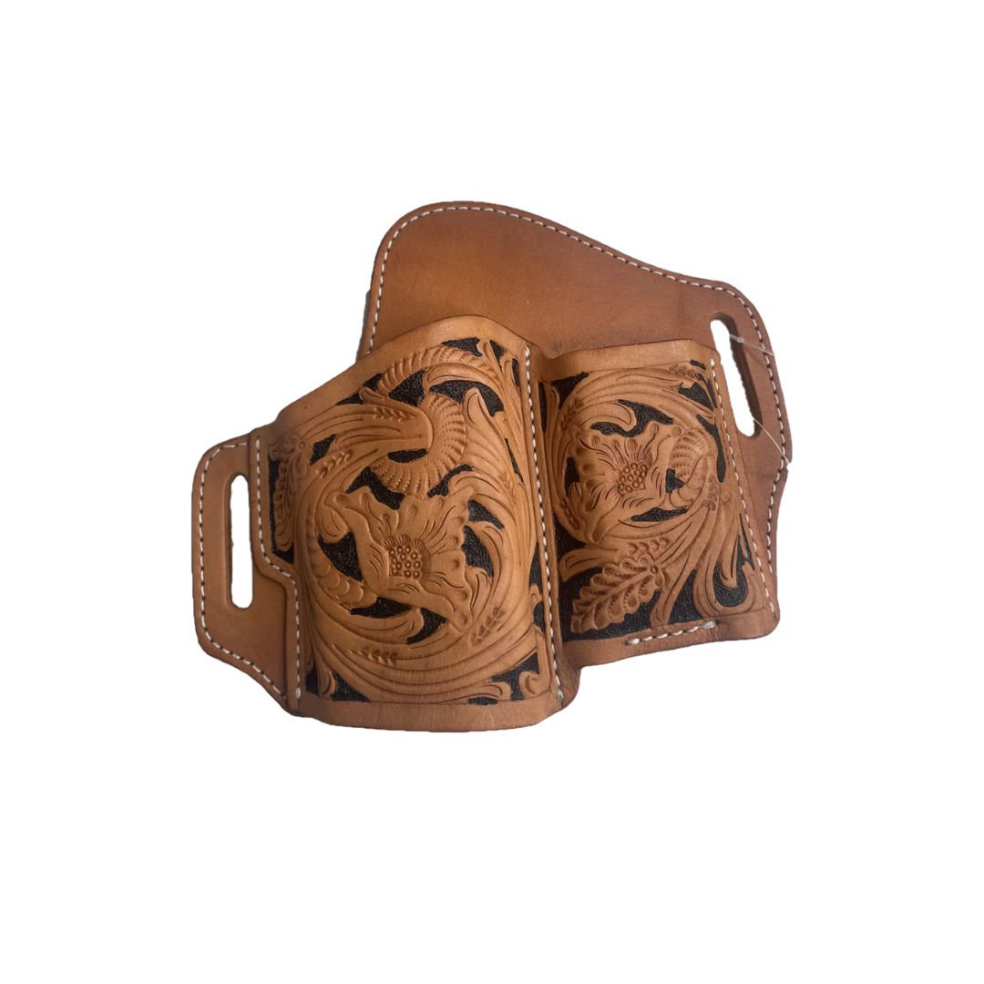 Western Fashion Unisex Company Floral Embossed Brown Belt