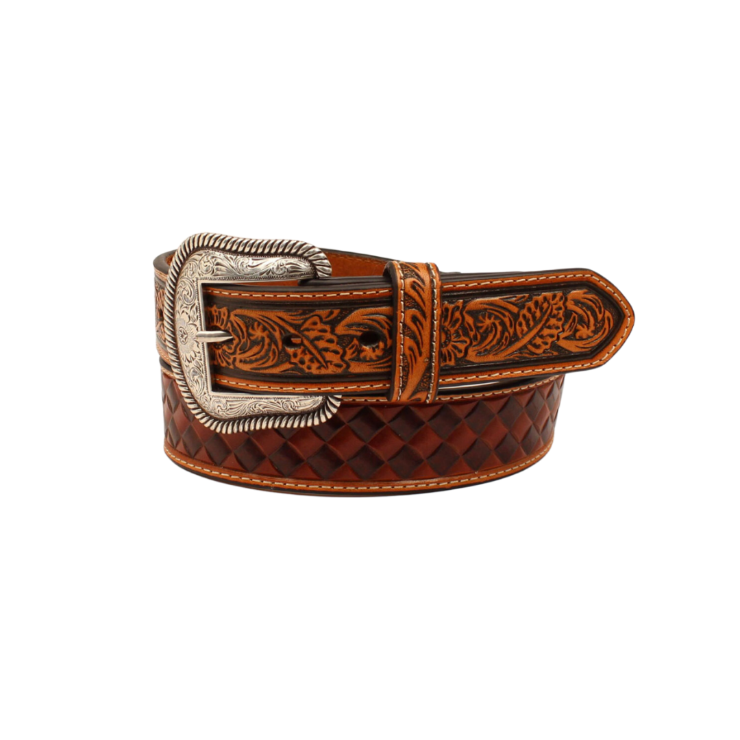 Nocona Men's Basketweave Pattern Brown Belt