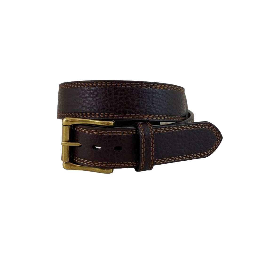 Gem Dandy Men's Pebble Grain Leather Brown Belt