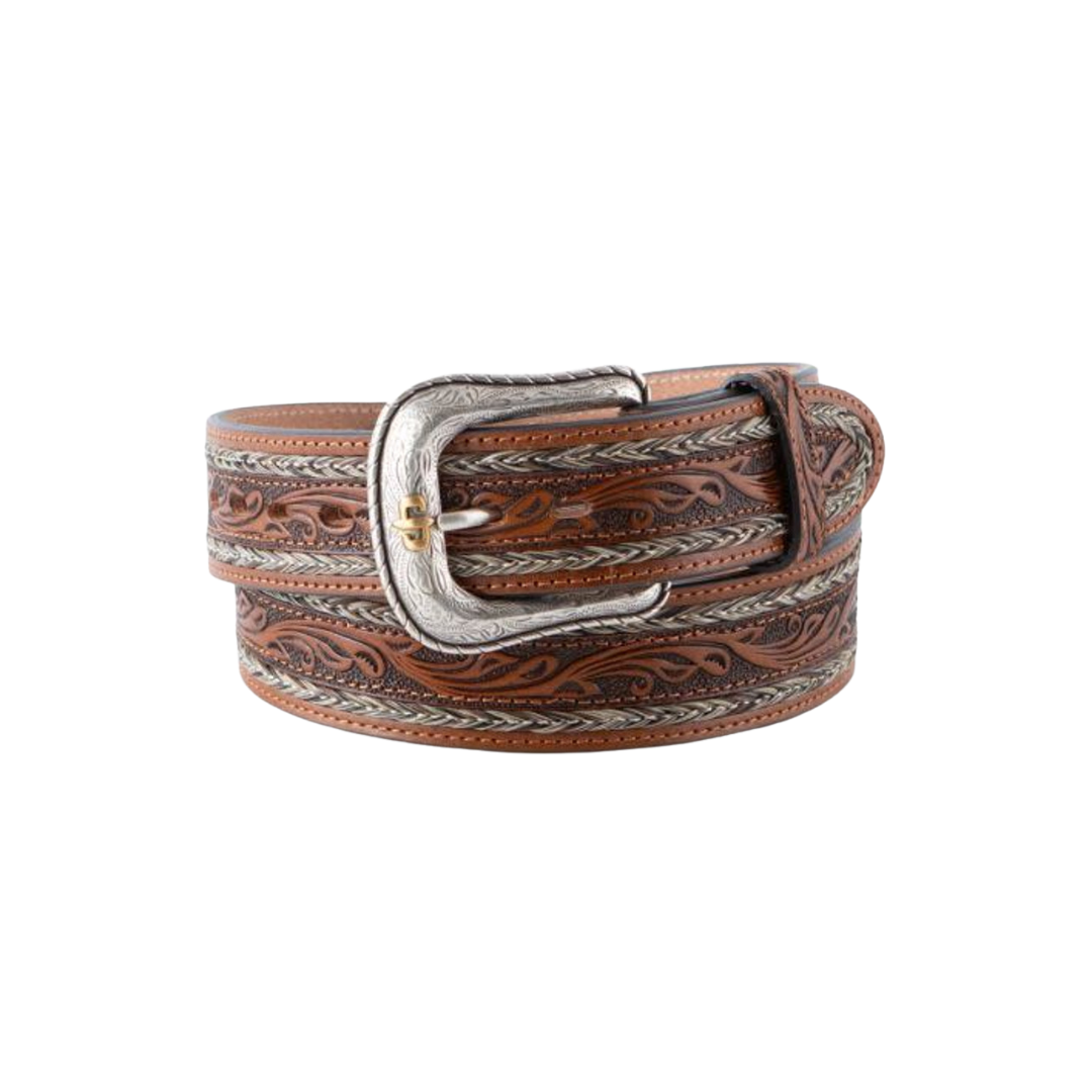 Stetson Men's Genuine Leather Tooled Brown Belt