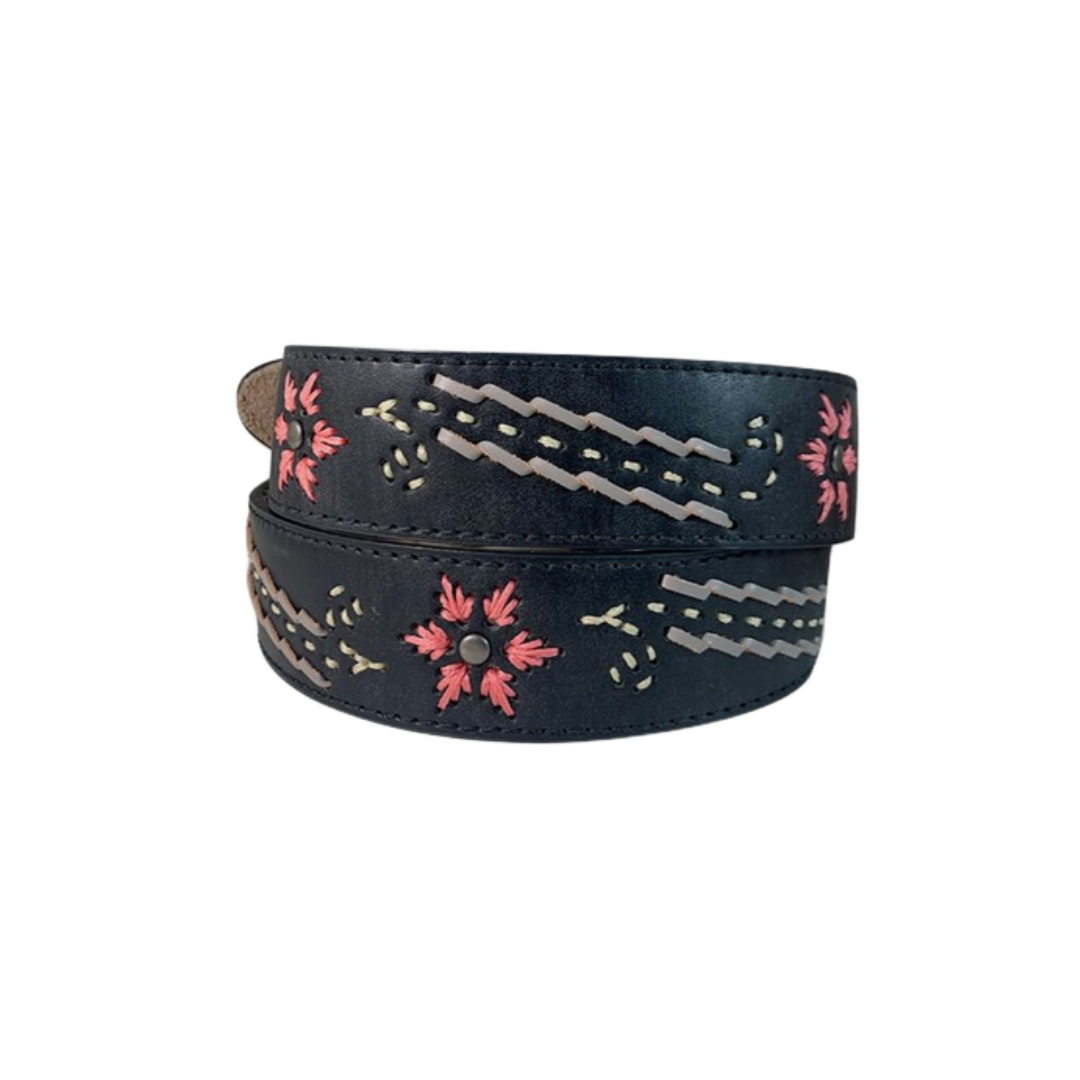 Gem Dandy Women's Floral Black Belt