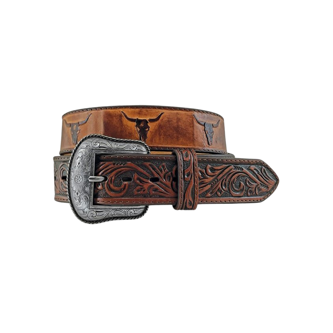 Gem Dandy Men's Roper Genuine Leather Tan Belt
