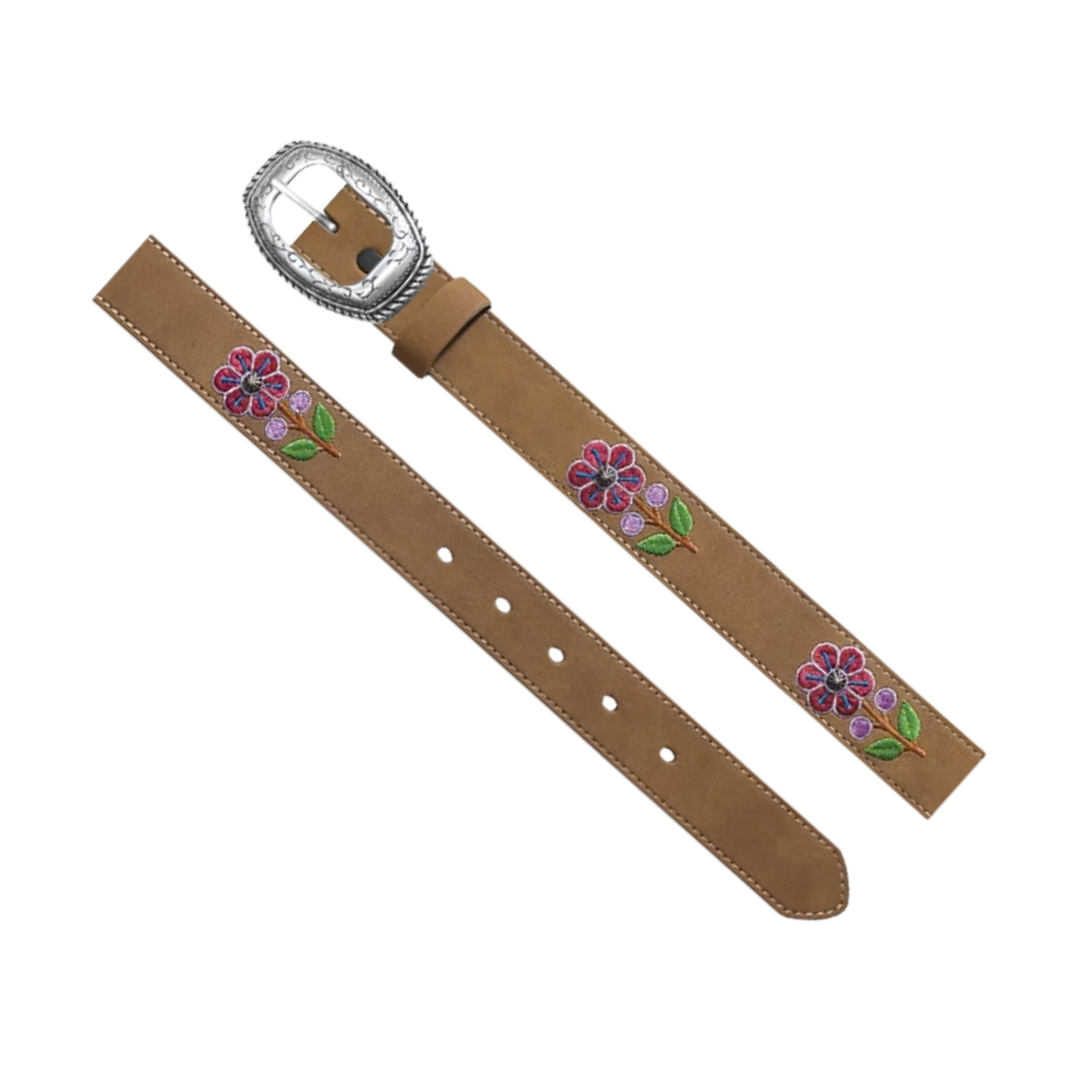 Wrangler Youth Girl's Flower Detail Brown Belt