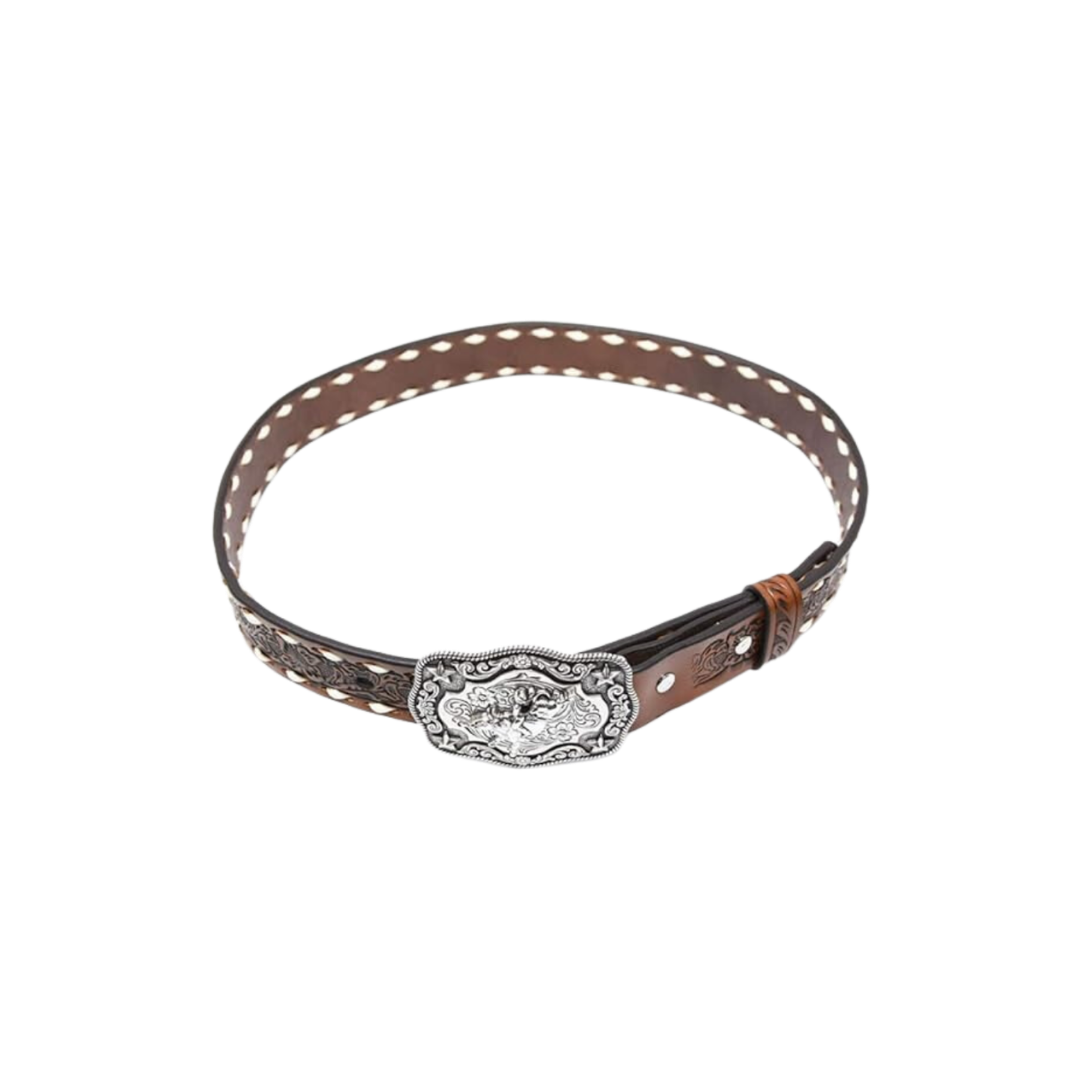 Nocona Youth Boy's Floral Bull Rider Brown Belt