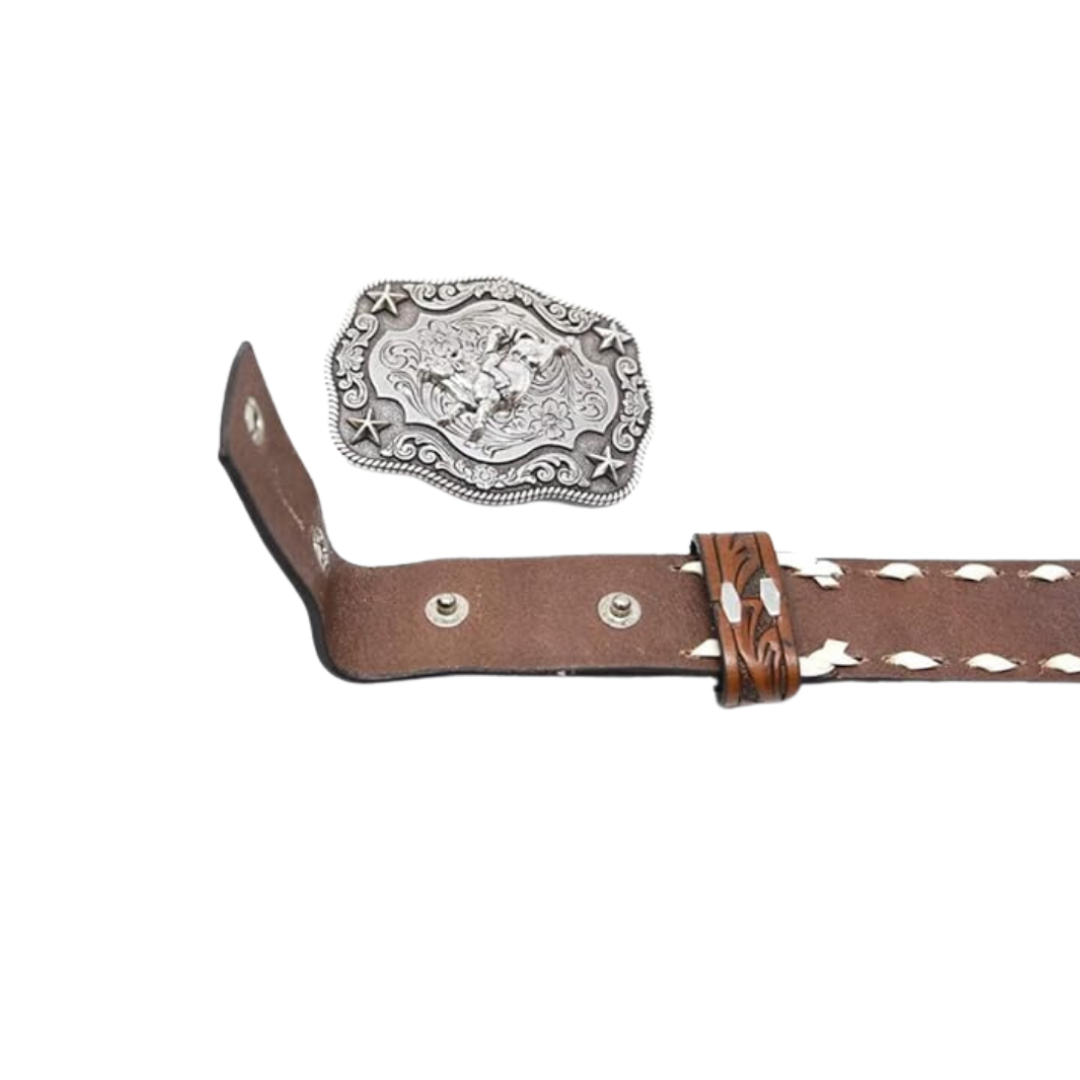 Nocona Youth Boy's Floral Bull Rider Brown Belt