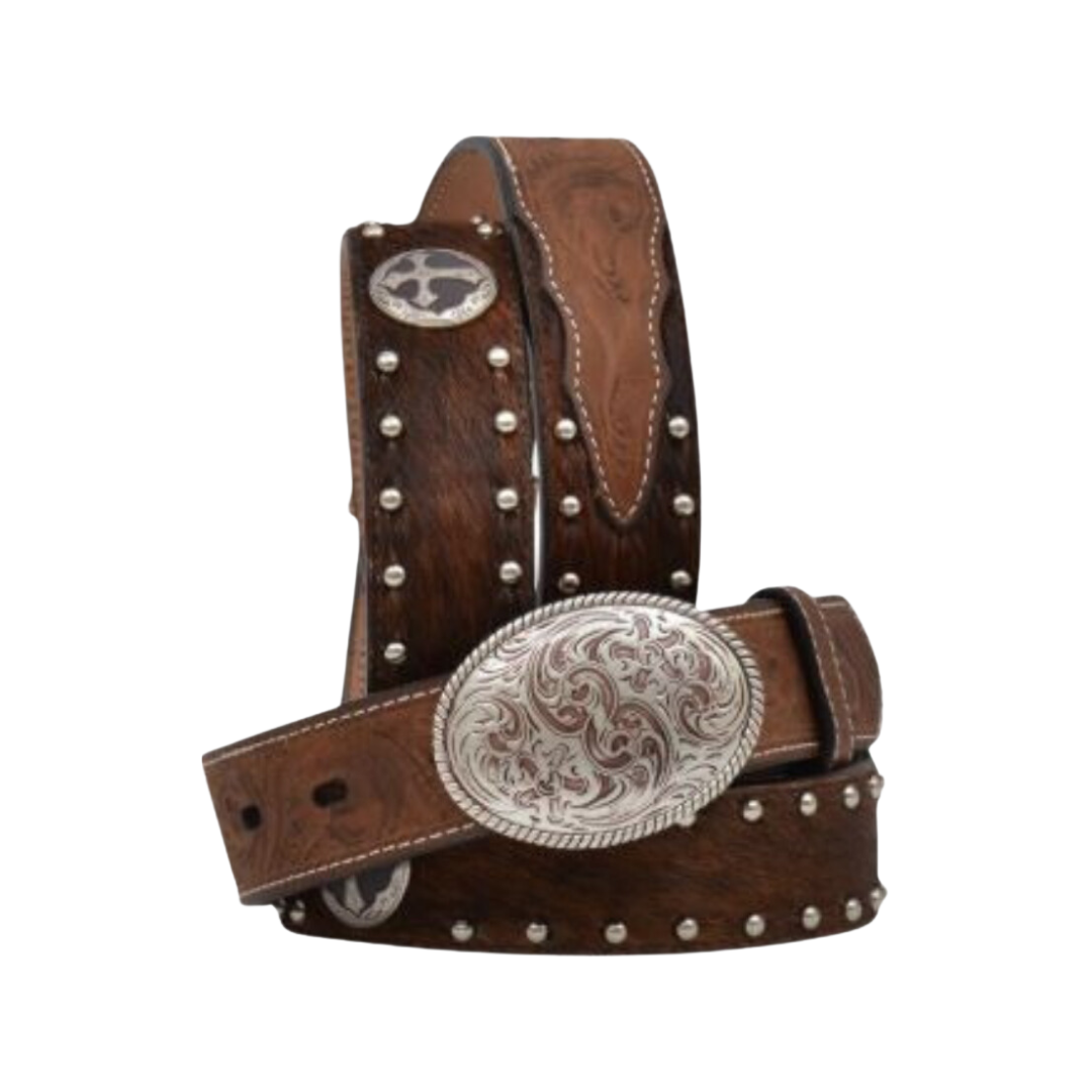 3D Belt Youth Boy's Western Calf Hair Brown Belt