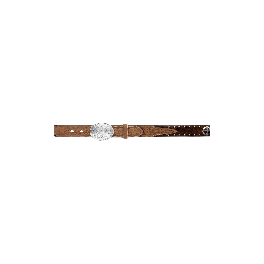 3D Belt Youth Boy's Western Calf Hair Brown Belt