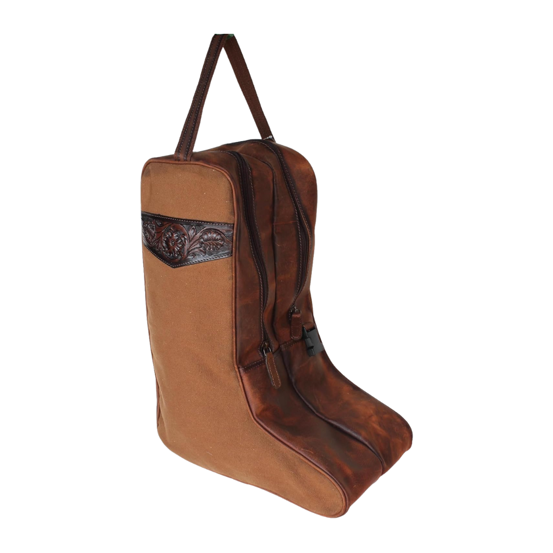 Challenger Unisex Canvas Leather Travel Carry Tan Boot Bag