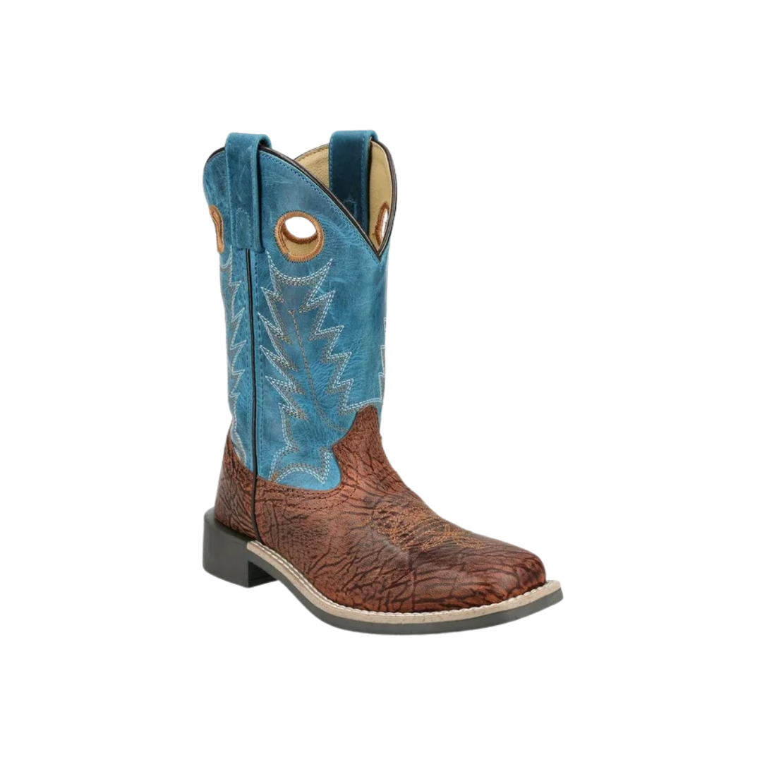Smoky Mountain Youth Boy's Leather Frontier Brown Blue Boots