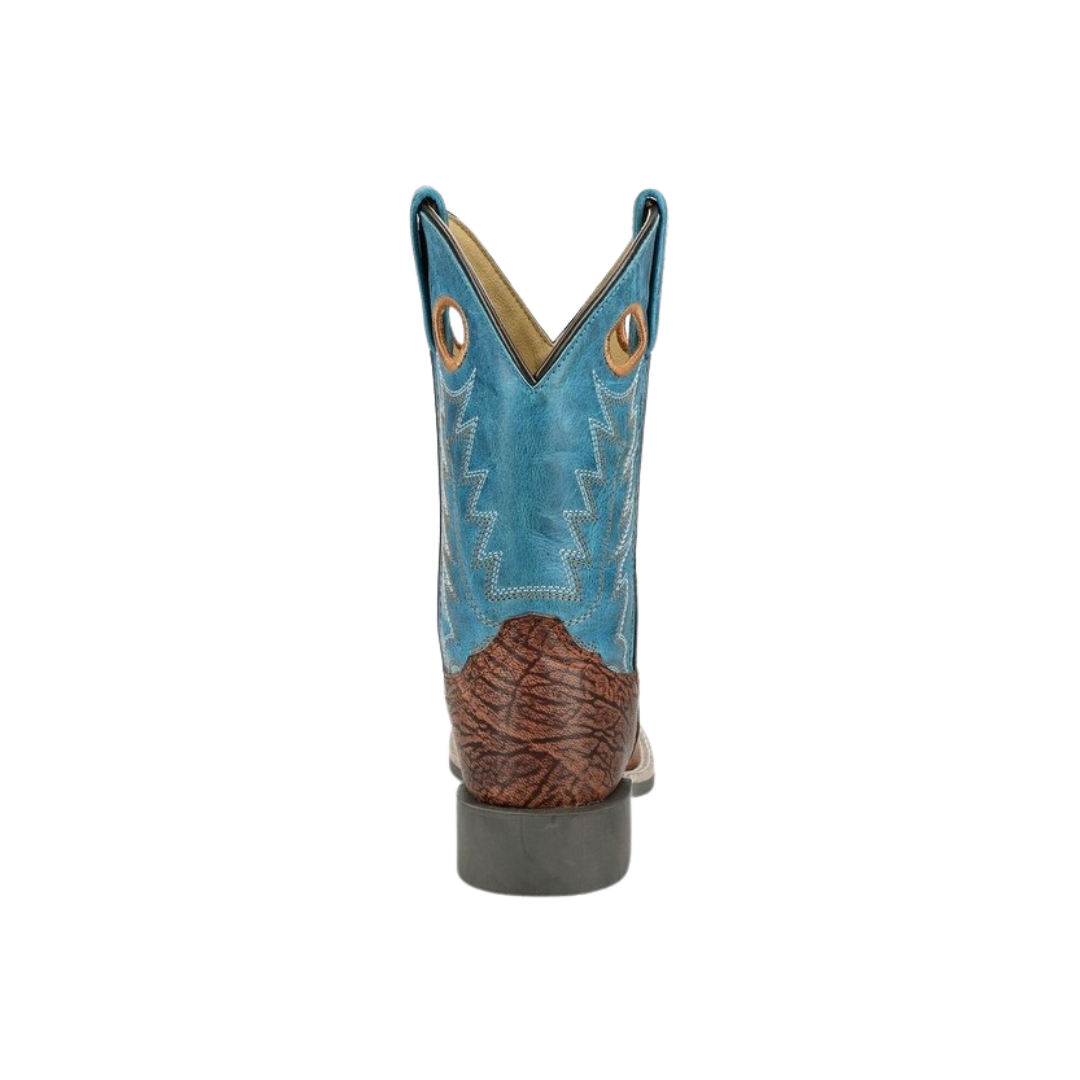 Smoky Mountain Youth Boy's Leather Frontier Brown Blue Boots