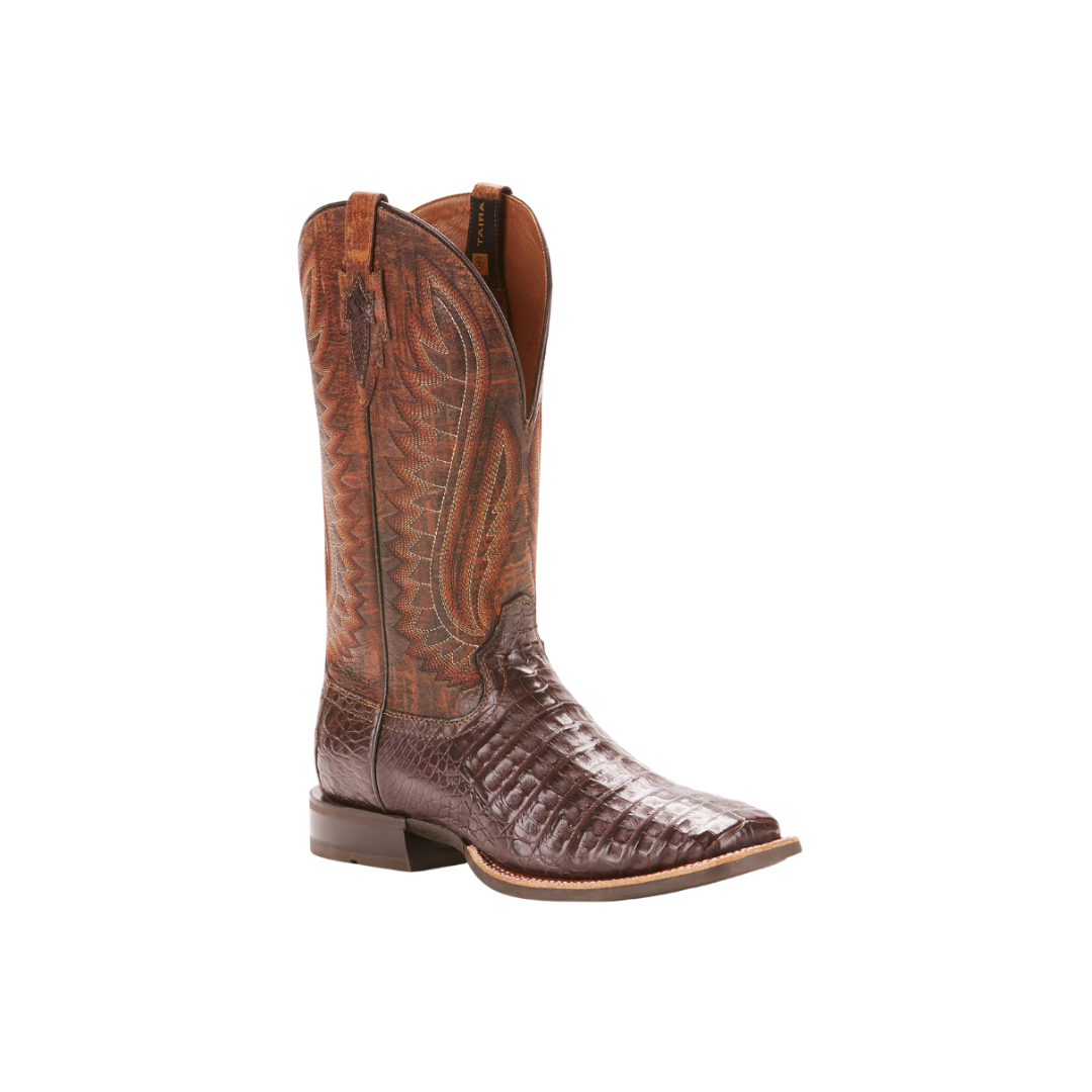 Ariat Men's Double Down Caiman Belly Wide Brown Boots