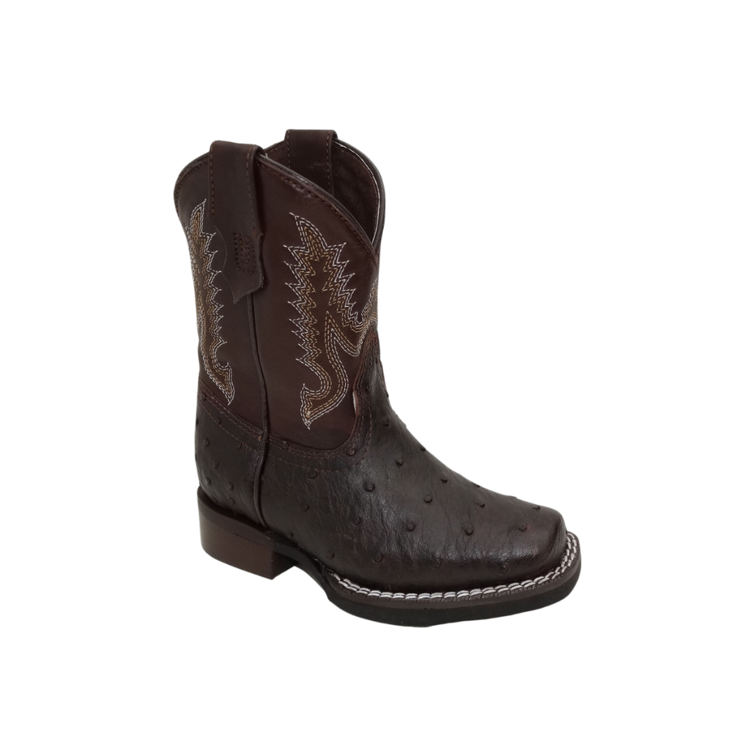 International M Youth Boy's Ostrich Print Brown Boots