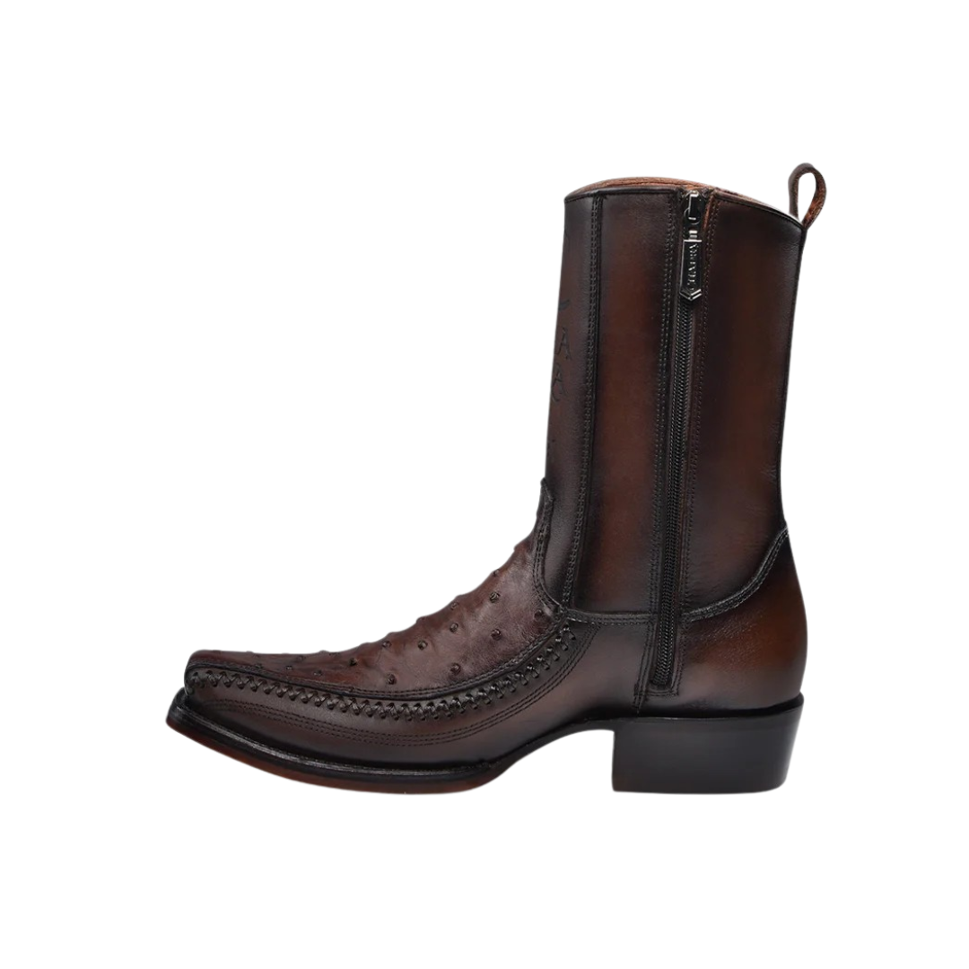 Cuadra Men's Flame Ostrich Laser Chocolate Boots