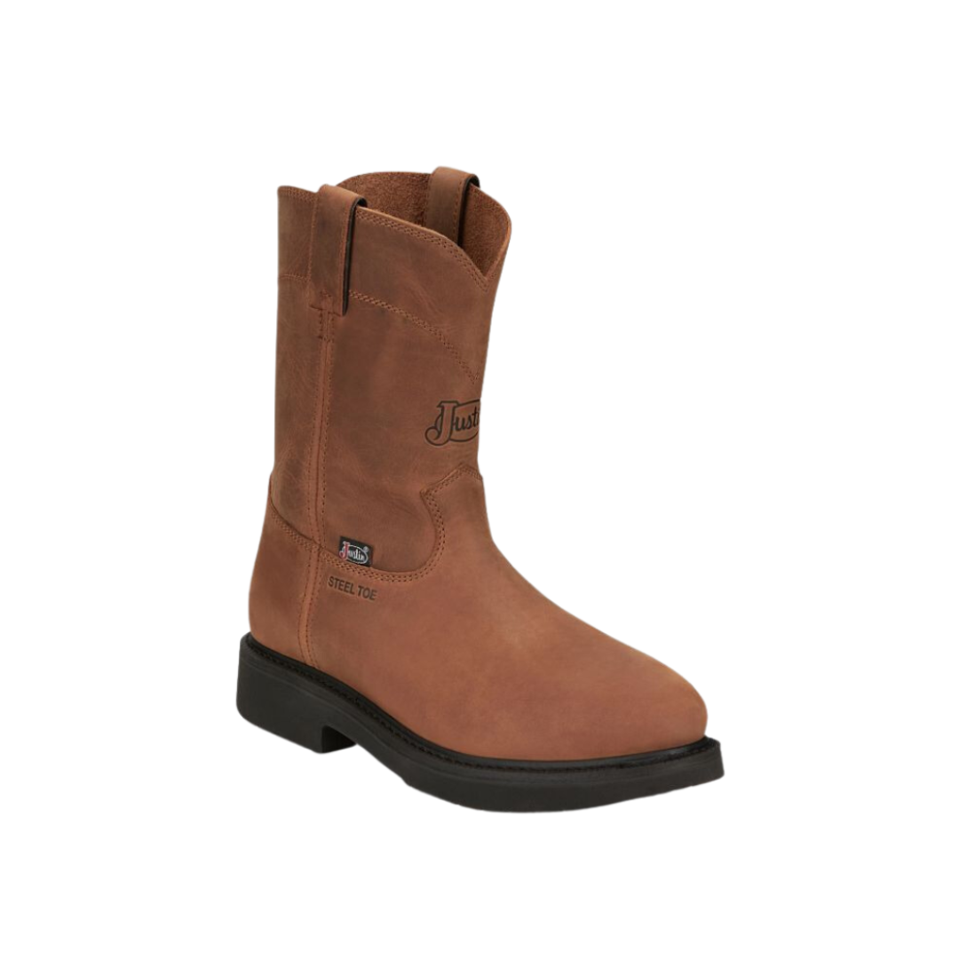 Justin Men's Round Up Steel Toe Brown Boots