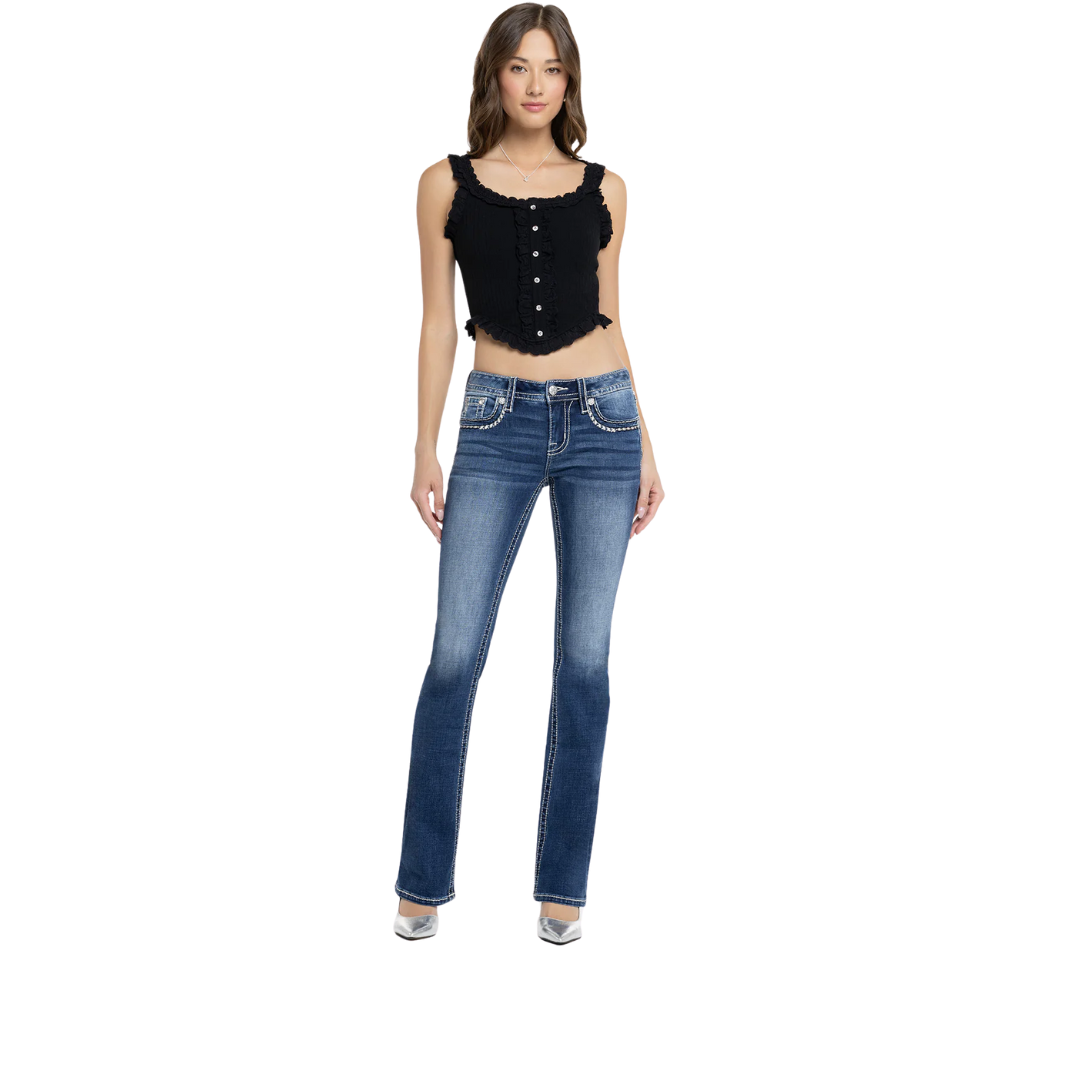 Miss Me Women's Cora Stitched Bootcut Dark Wash Jeans