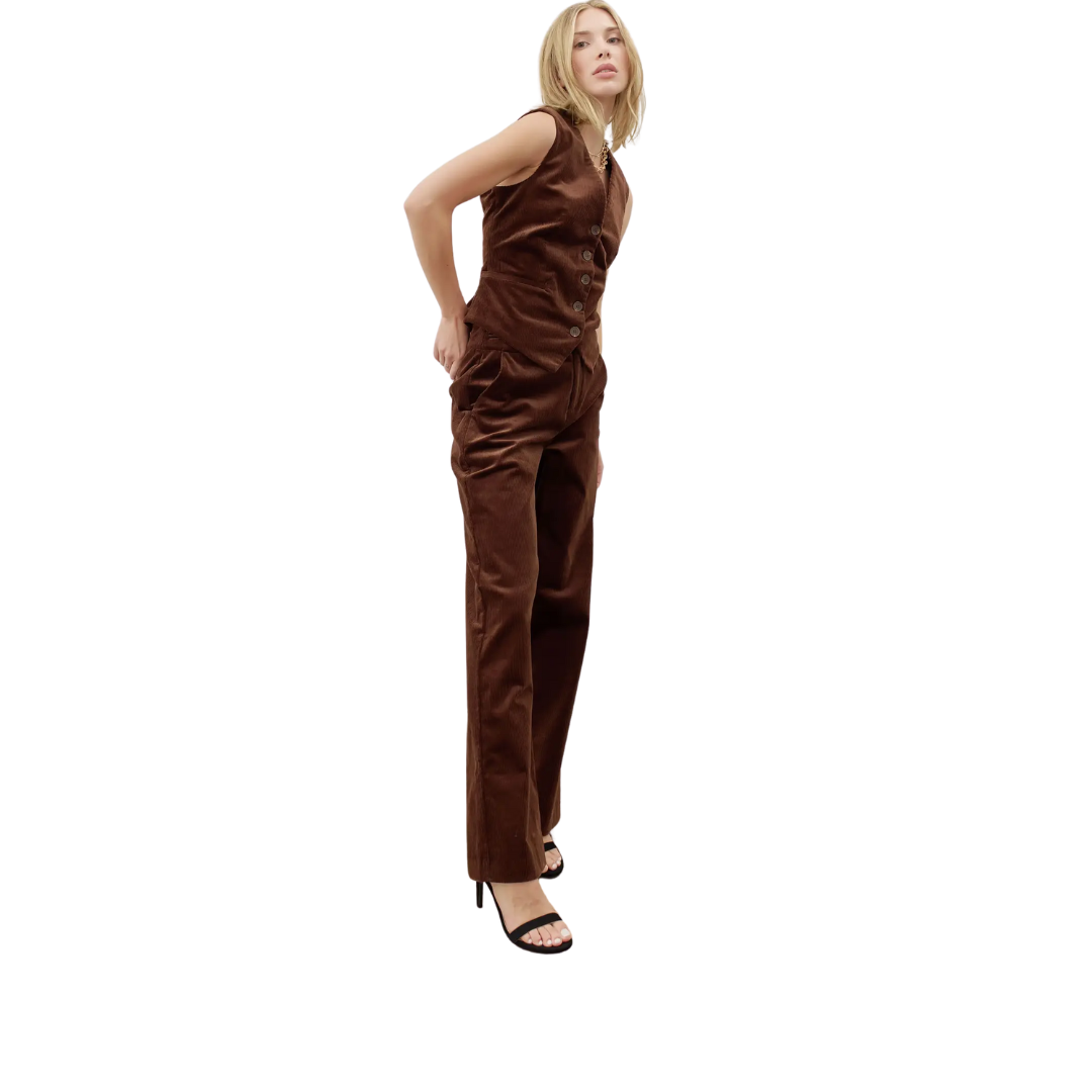 Strut & Bolt Women's Corduroy Straight Chocolate Trousers