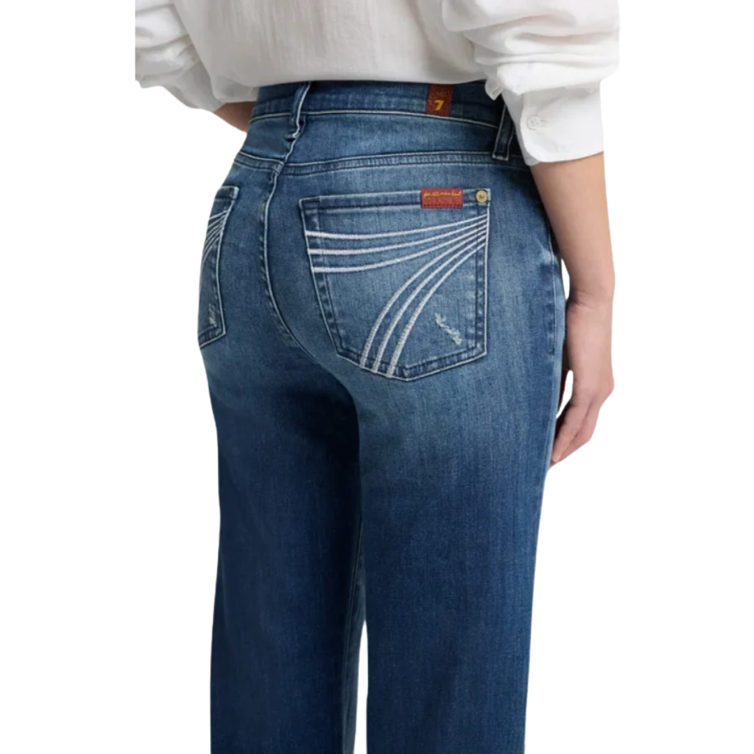 7 For All Mankind Women's Dojo Flare Lake Blue Jeans