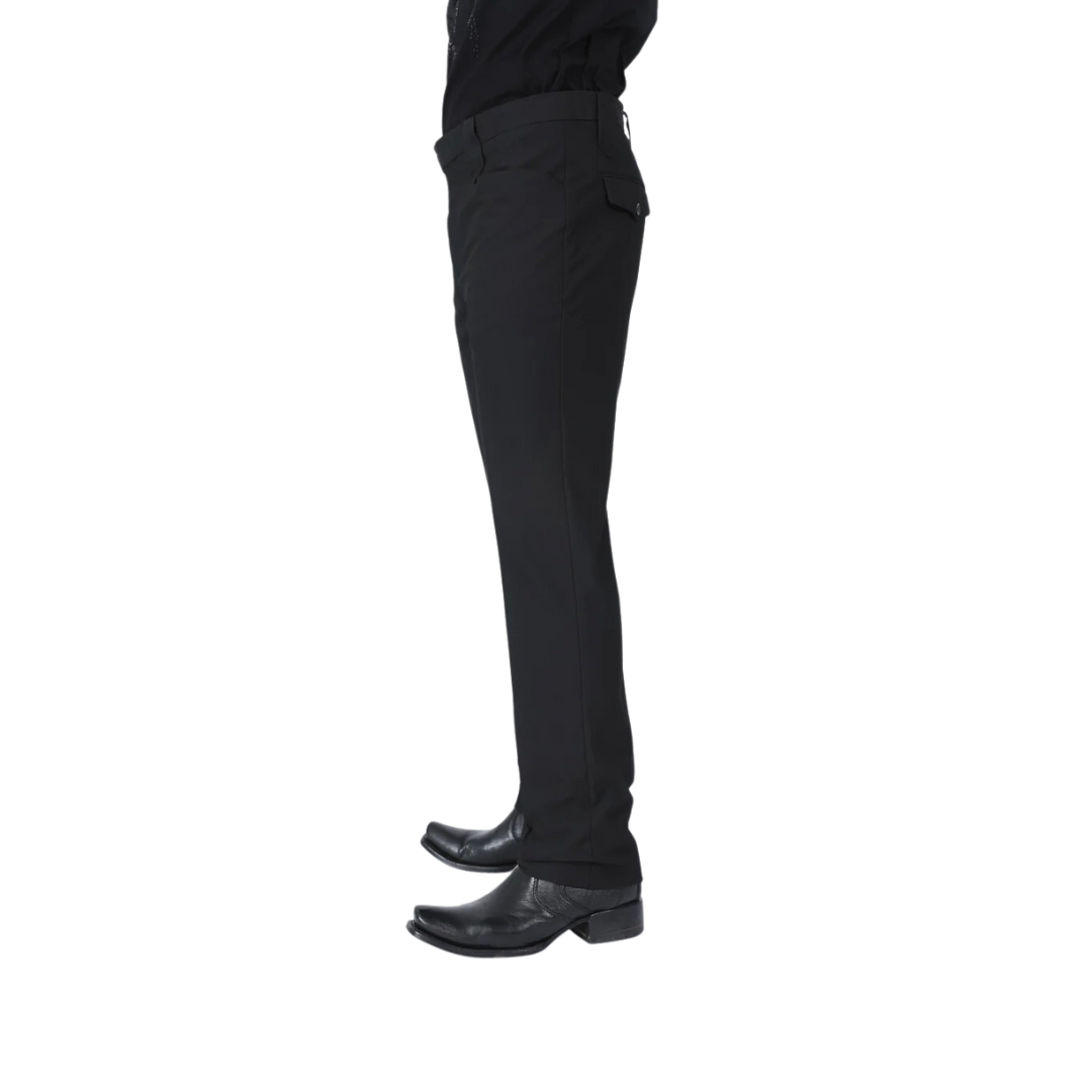 Platini Men's Heath Poly Stretch Western Suit Bootcut Black Pants
