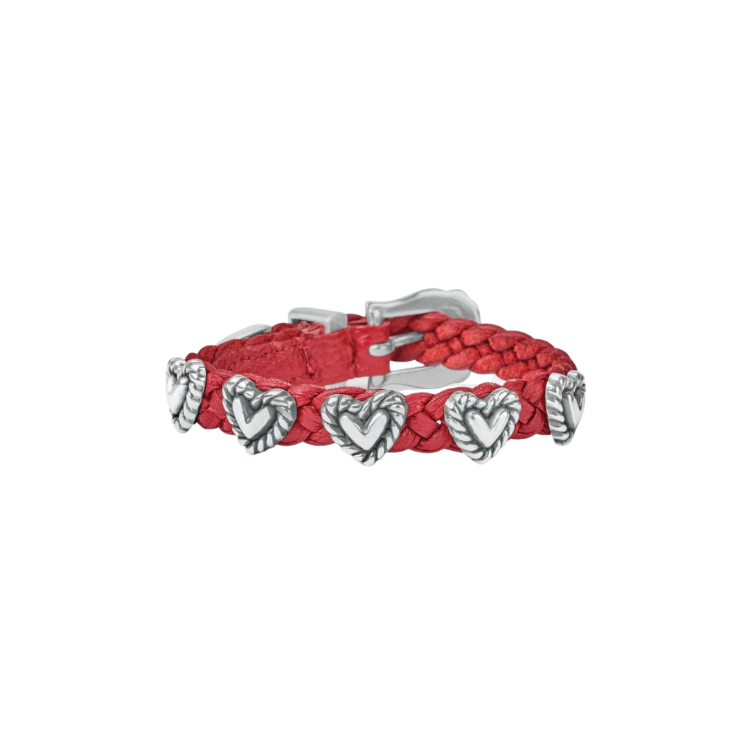 Brighton Women's Heart Braid Bandit Color Lipstick Red Bracelet