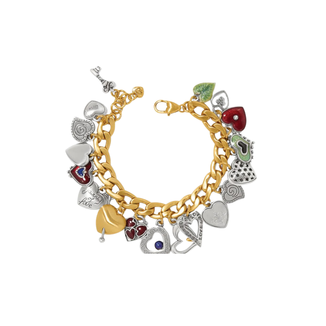 Brighton Women's One Heart Color Charm Silver Gold Bracelet
