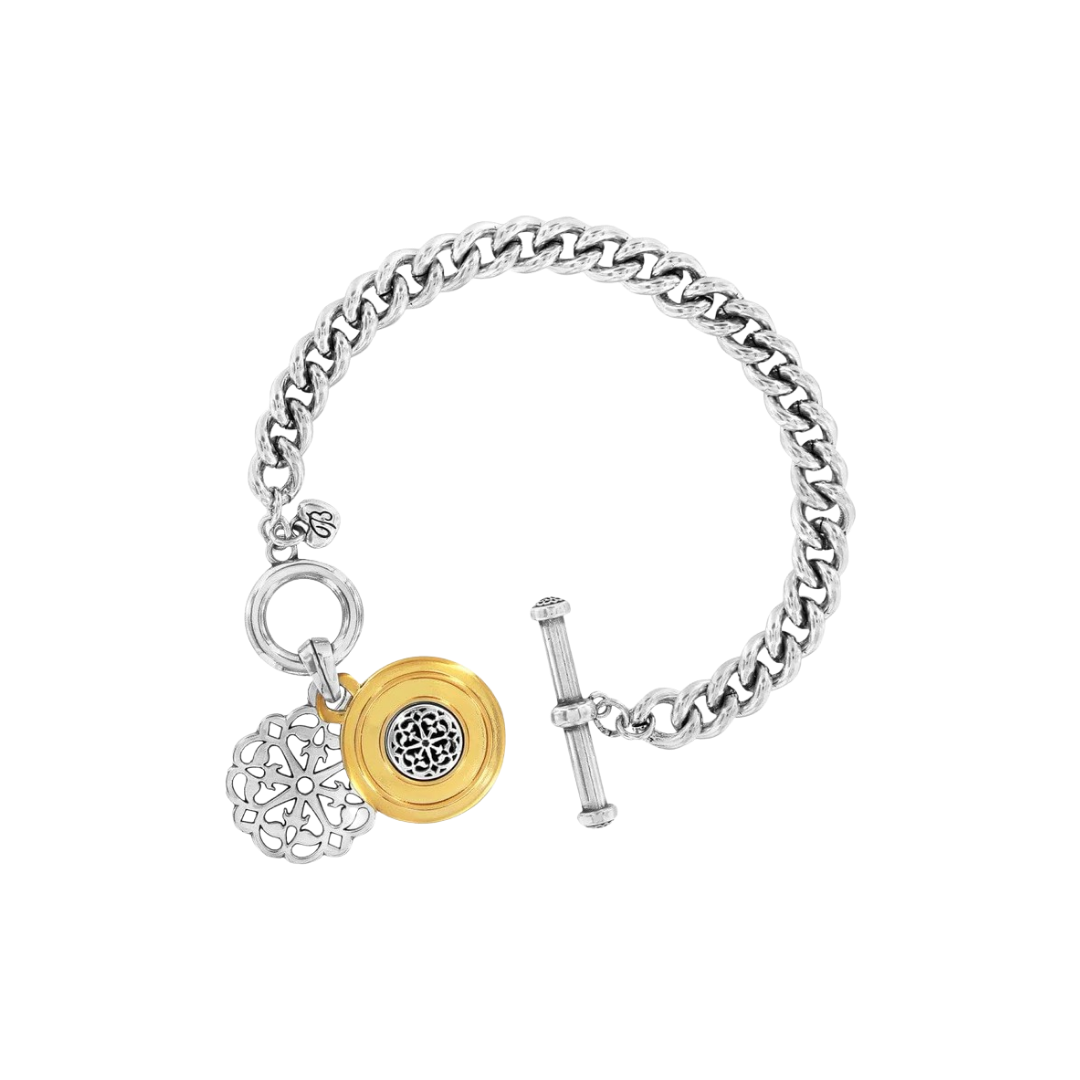 Brighton Women's Ferrara Two Tone Toggle Grey Bracelet