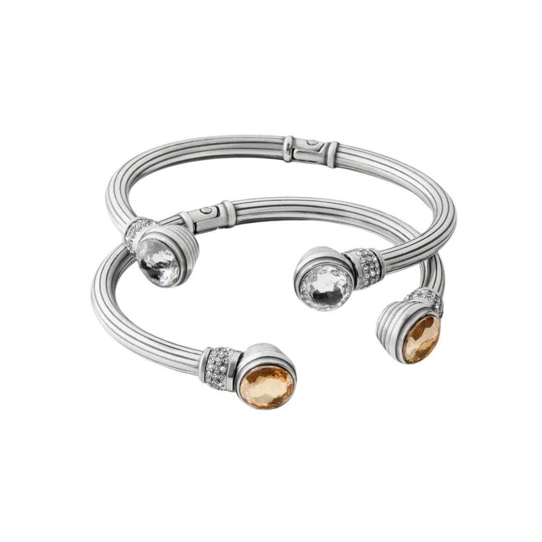 Brighton Women's Meridian Aurora Petite Hinge Silver Golden Bangle
