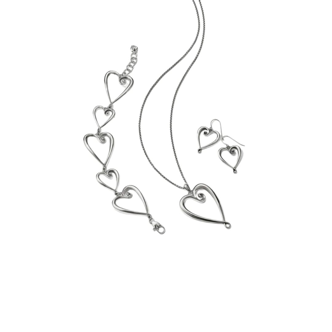 Brighton Women's Whimsical Heart Link Grey Bracelet