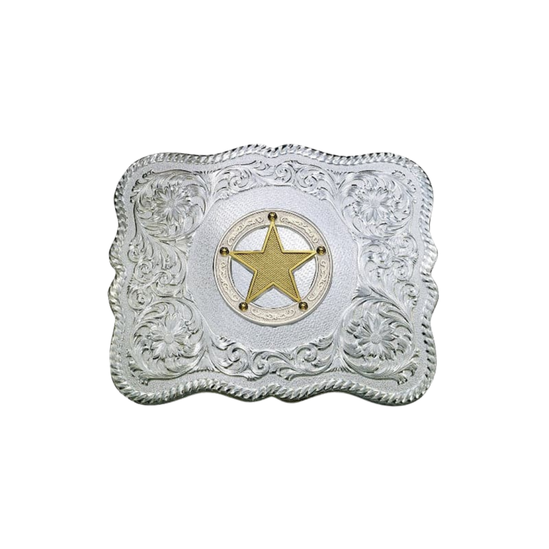 Montana Silversmith Men's Scalloped Belt Round Star Grey Buckle