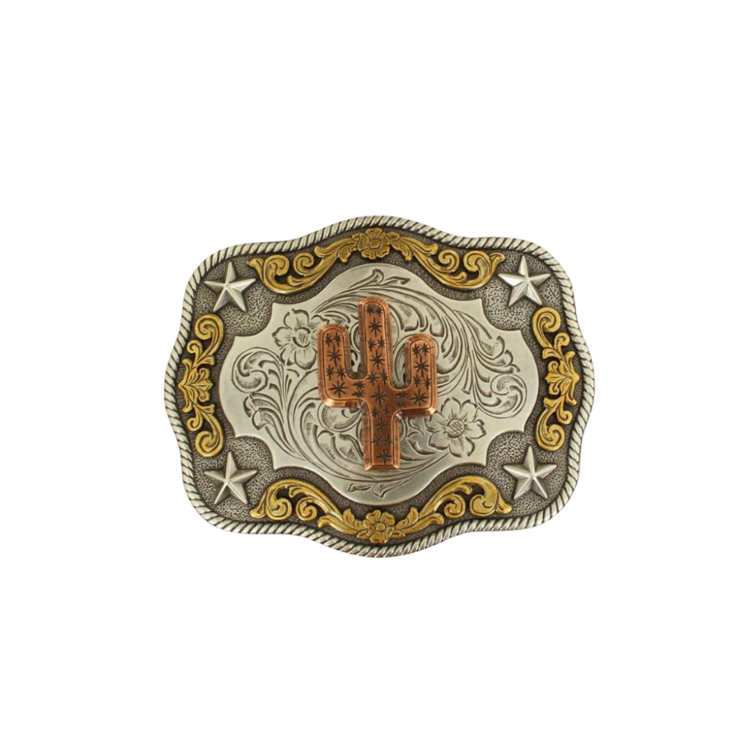 Nocona Men's Rectangle Smith Edge Double Cactus Yellow Buckle