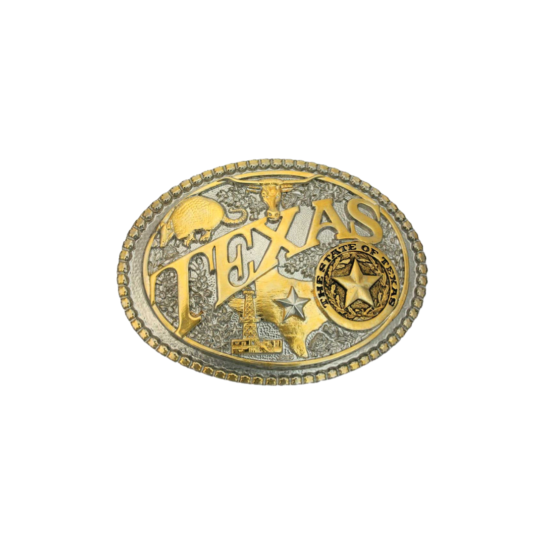 Montana Silversmiths Men's Two Tone Texas State Heritage Yellow Buckles