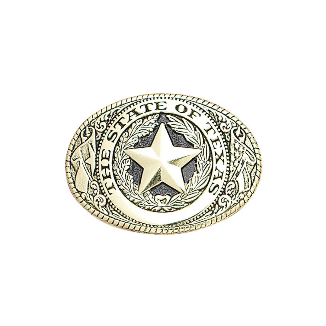 Nocona Men's Gold Texas Seal Grey Buckle