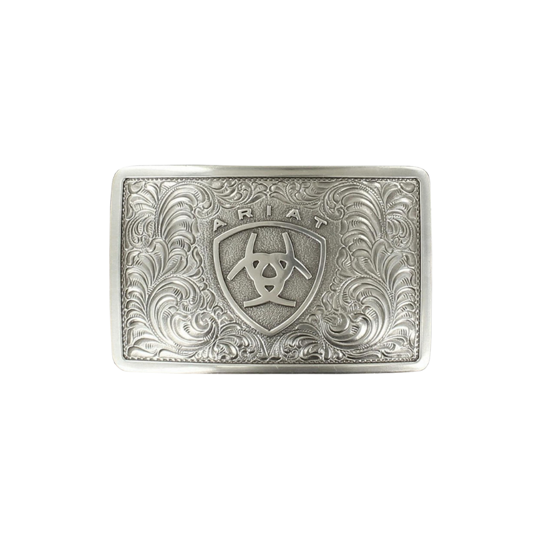 Ariat Men's Antique Silver Shield Logo Grey Buckle