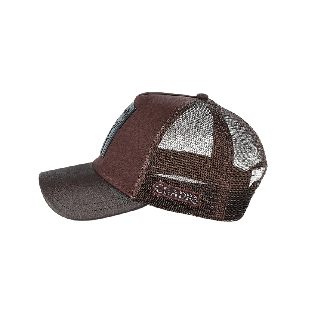 Cuadra Men's Deer Metal Patch Leather Chocolate Cap