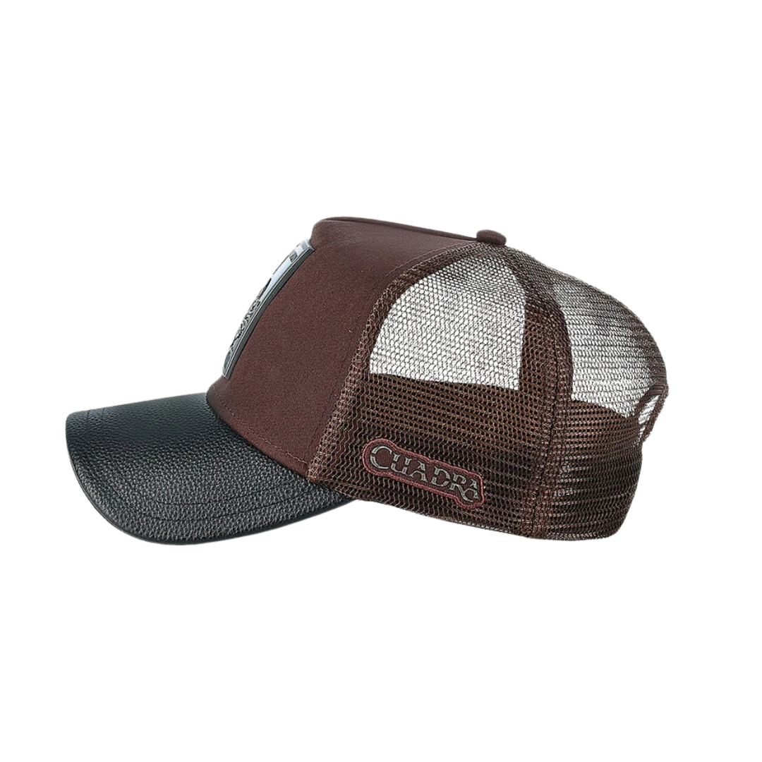 Cuadra Men's Python Metal Leather Dark Brown Cap