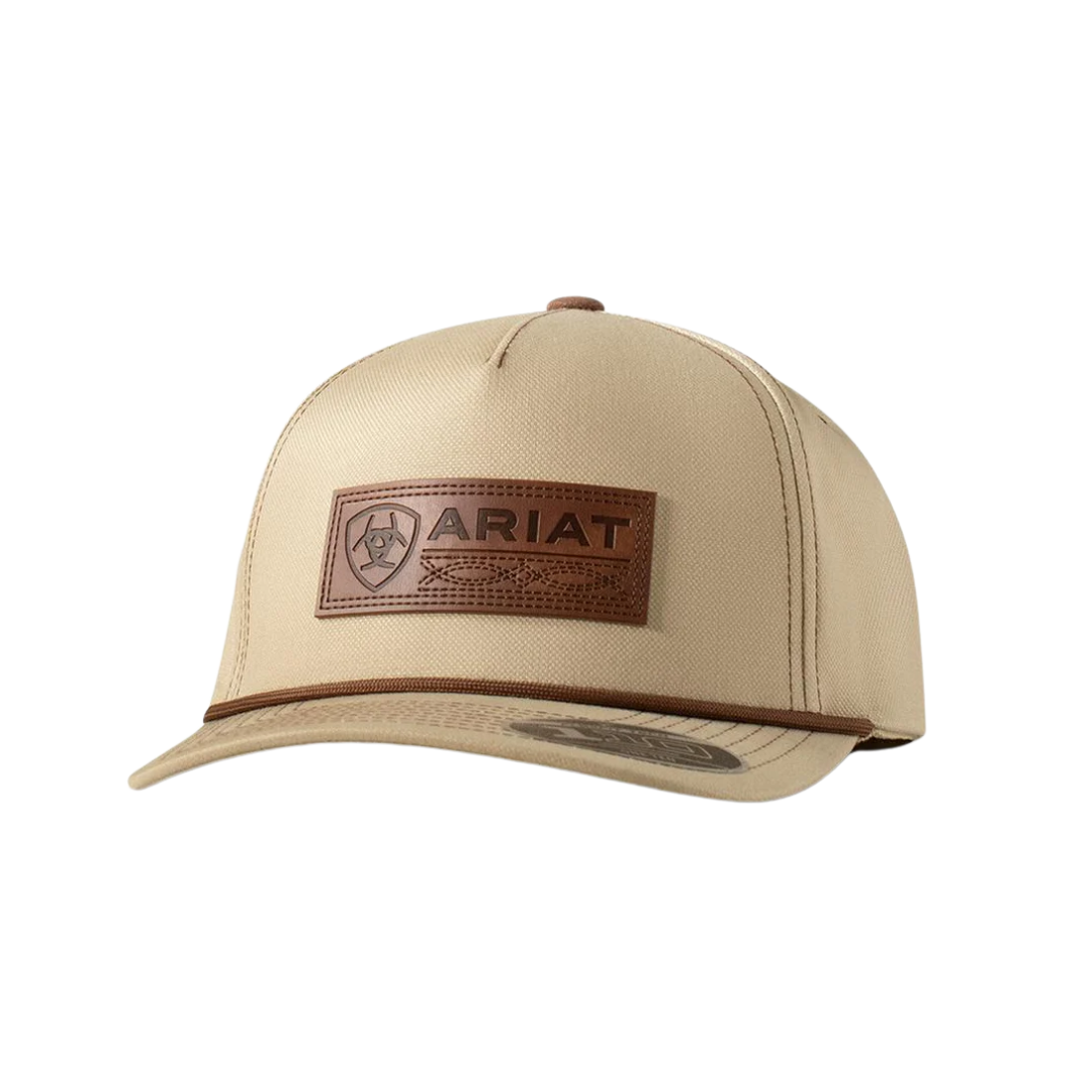 Ariat Men's Flexfit Leather Patch Khaki Cap