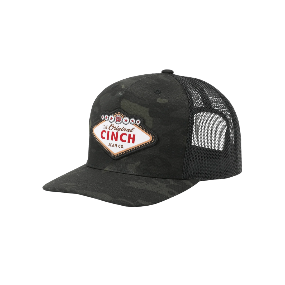 Cinch Men's Camouflage Vegas Patch Trucker Black Cap