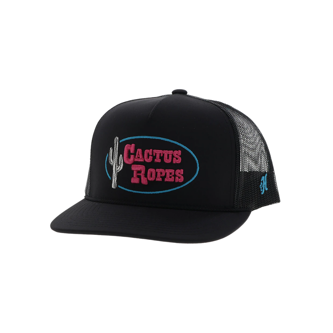 Hooey Men's Cactus Ropes Stitching Black Pink Cap