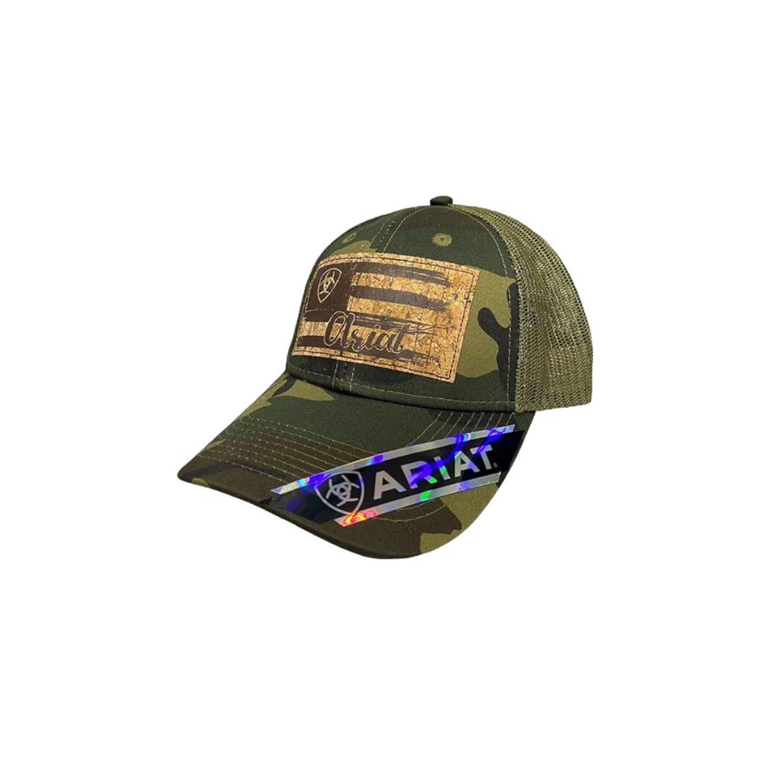 Ariat Women's Camo Cork Patch US Flag Green Cap