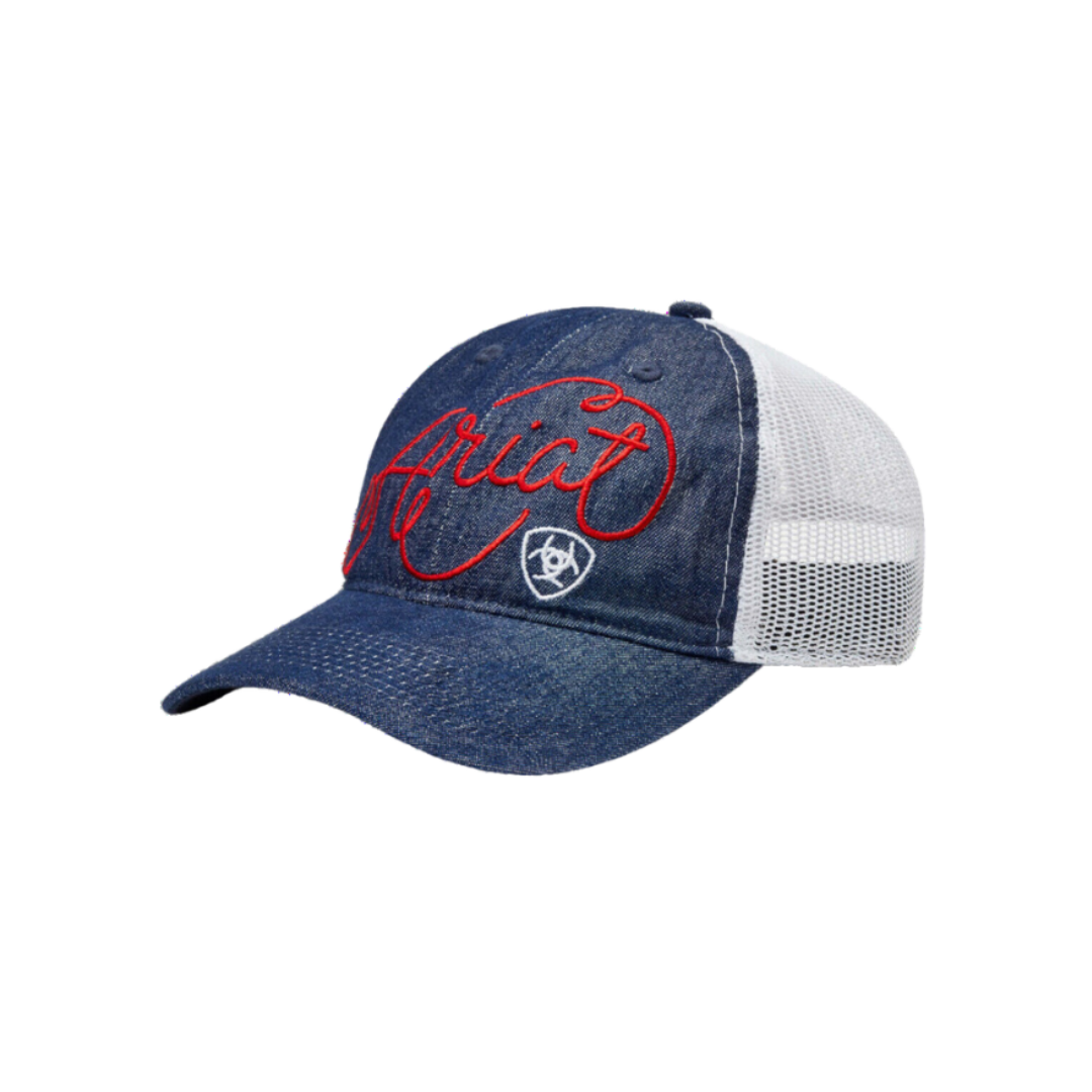Ariat Men's Embroidered Logo Blue Cap