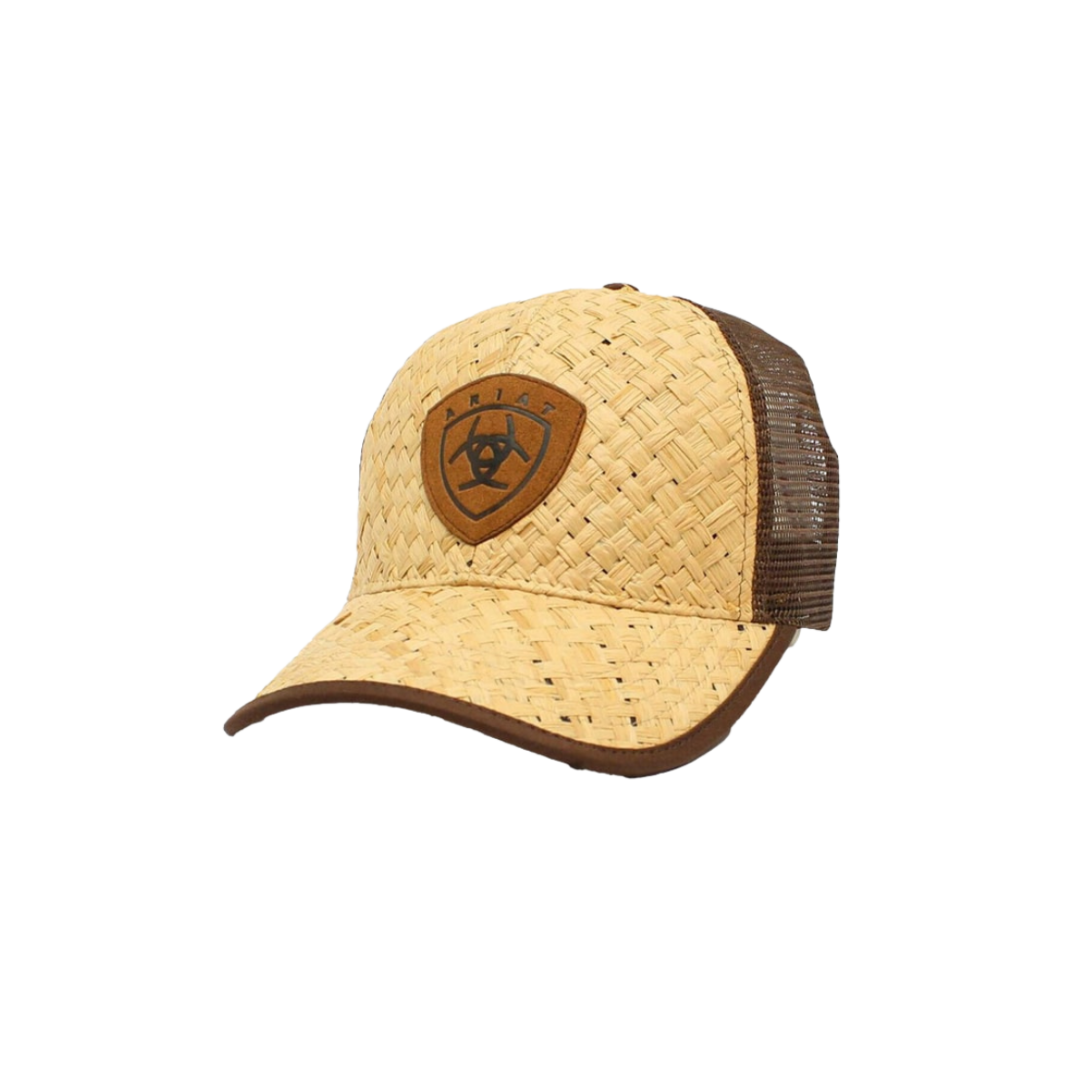 Ariat Men's Mesh Leather Patch Light Brown Cap