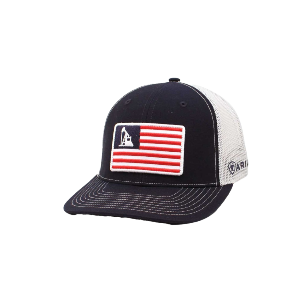 Ariat Men's Mesh Oil Rig Usa Flag Blue Cap