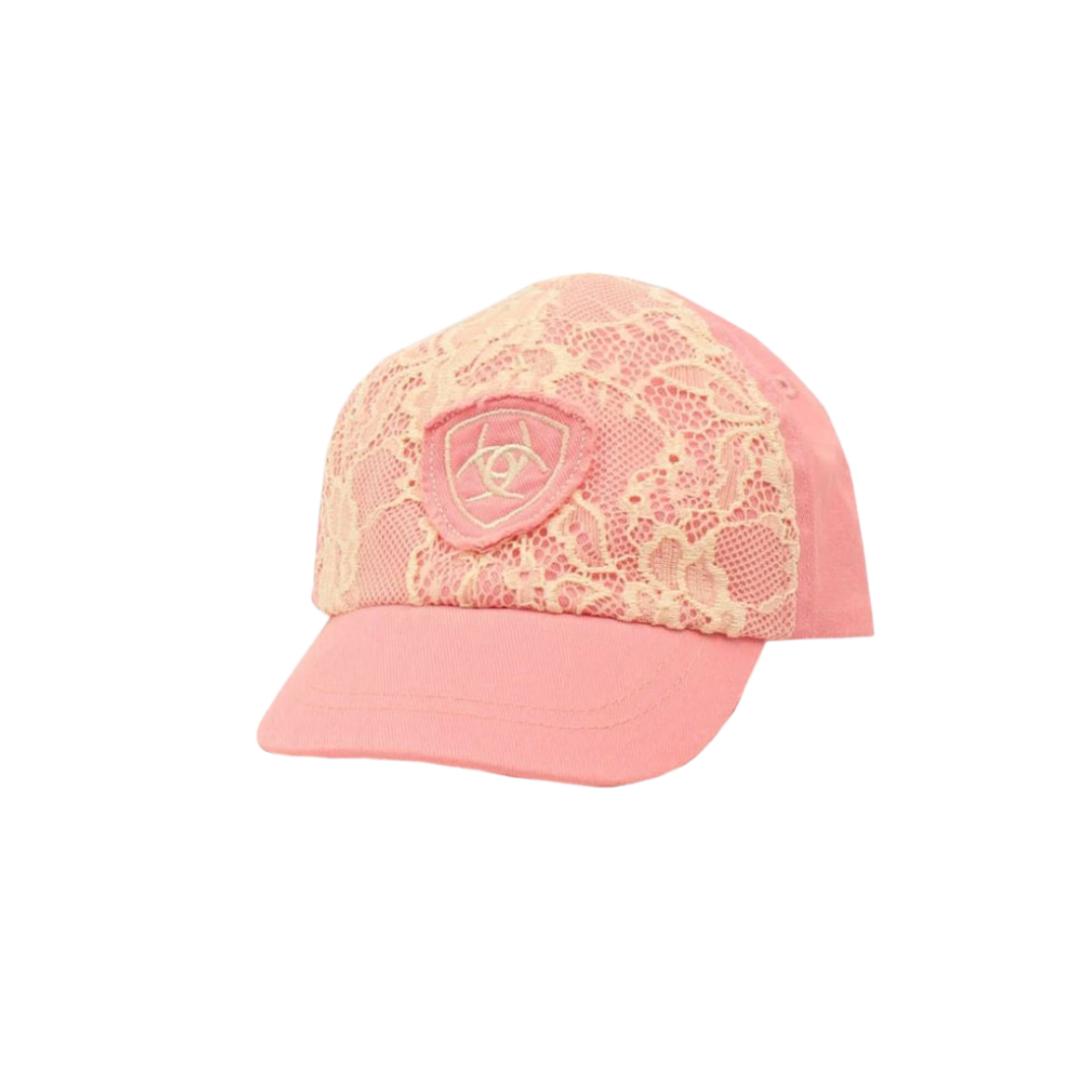 Ariat Infant Girl's Ivory Lace Embroidered Pink Cap